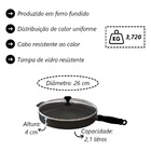 Frigideira Com Cabo De Silicone Preto Tampa De Vidro 26cm