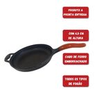 Frigideira De Ferro Fundido Cabo Ferro Emborrachado