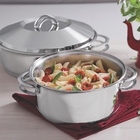 Frigideira Em Aco Inox Com Fundo Triplo Tampa Cabo E Alca 28