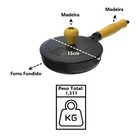 Frigideira Fast Egg Cabo Madeira E Tampa Ferro Fundido 15cm