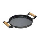 Frigideira Ferro Fundido Com Alças De Madeira Sem Tampa 22cm