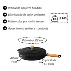 Frigideira Ferro Fundido Com Tampa Cabo Madeira 1 3 Lts 22cm