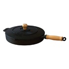 Frigideira Ferro Fundido Com Tampa Ferro Cabo Madeira 26cm