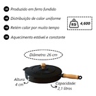 Frigideira Ferro Fundido Com Tampa Ferro Cabo Madeira 26cm