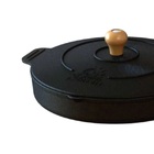 Frigideira Ferro Fundido Com Tampa Ferro Cabo Madeira 26cm