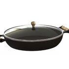 Frigideira Ferro Fundido Com Tampa Vidro Alças Madeira 28 Cm