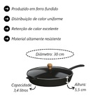 Frigideira Gourmet Cabo Ferro Tampa Vidro Libaneza 30 Cm