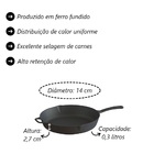 Frigideira Gourmet Ferro Fundido Cabo Ferro Sem Tampa 14cm