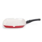 Frigideira Grill Quadrada Revestimento Cerâmico Vermelho 28 C