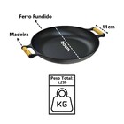 Frigideira Paella Ferro Fundido Alça Madeira Sem Tampa 40cm