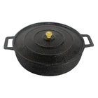 Frigideira Panela Alça De Alumínio Fundido Craqueada Preta 28