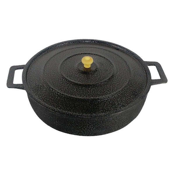 Frigideira Panela Alça De Alumínio Fundido Craqueada Preta 28