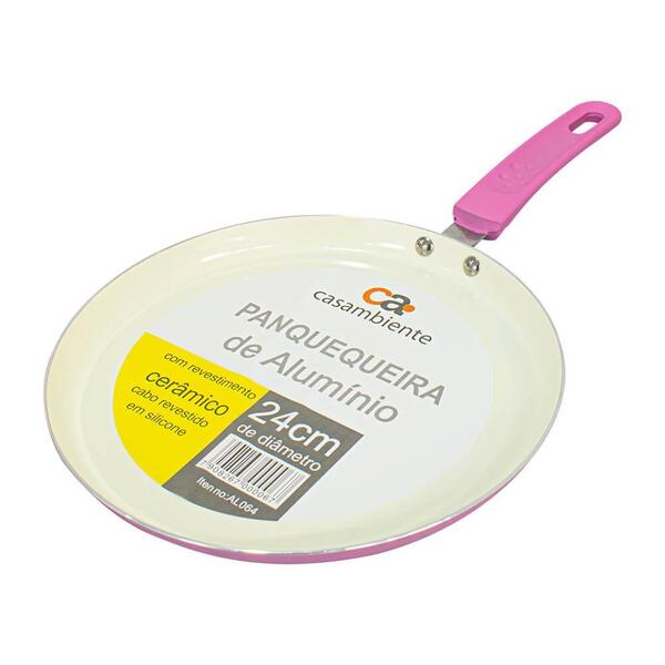 Frigideira Panquequeira Antiaderente Cerâmica 24cm Rosa - Cas