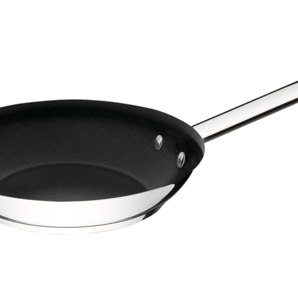 Frigideira Professional Rasa Em Aco Inox Fundo Triplo Em Anti