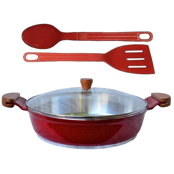 Frigideira Vermelho Alumínio Fundido Usinado Talher03 Am30cm