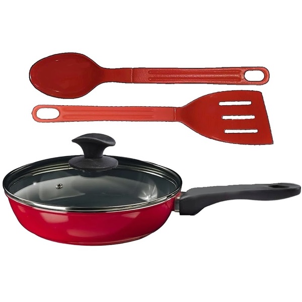 Frigideira Vermelho Antiaderente Cerâmica Talher 03 Cb 24cm