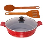 Frigideira Vermelho Antiaderente Cerâmica Talher 05 Aa 30cm