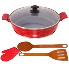 Frigideira Vermelho Antiaderente Cerâmica Talher Luva05 30cm