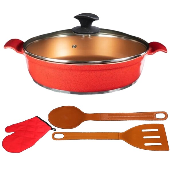 Frigideira Vermelho Antiaderente Gold Talher Luva 05 Aa 30cm