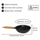 Frigideira Wok Antiaderente Cabo Madeira 20cm E Espátula