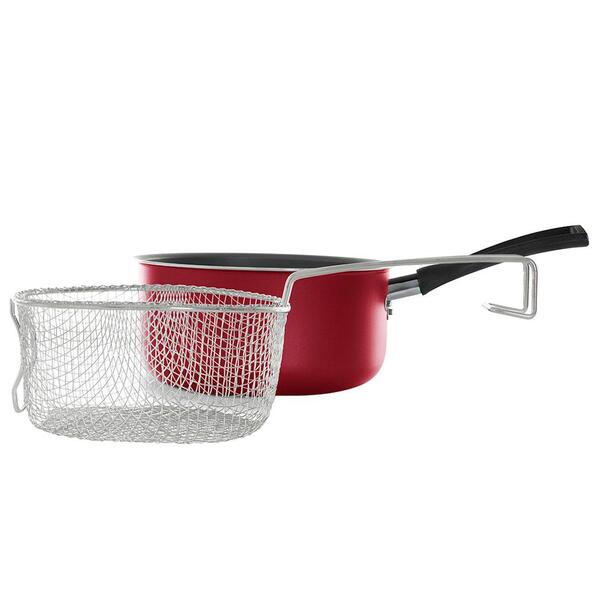 Fritadeira Antiaderente Com Cesto 20x10cm Garlic Vermelho 2,6