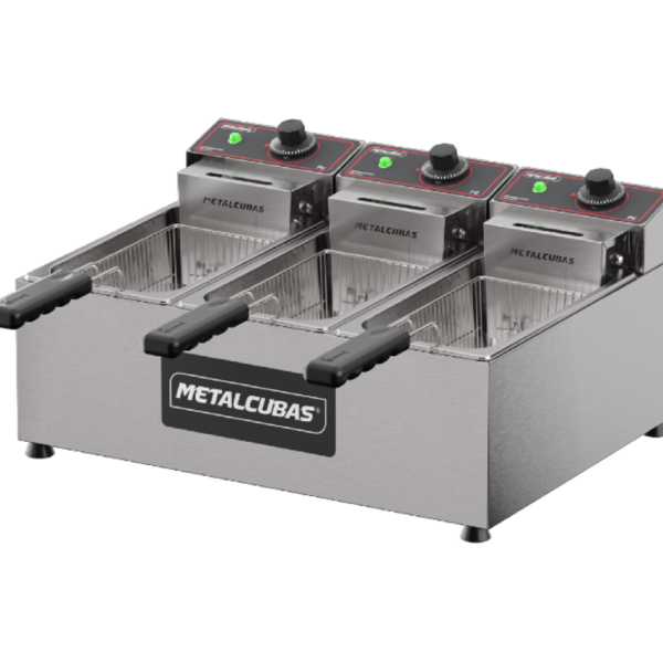 Fritadeira Elétrica 3 Cubas 3 Litros Cada Fe 3c Metalcubas 22