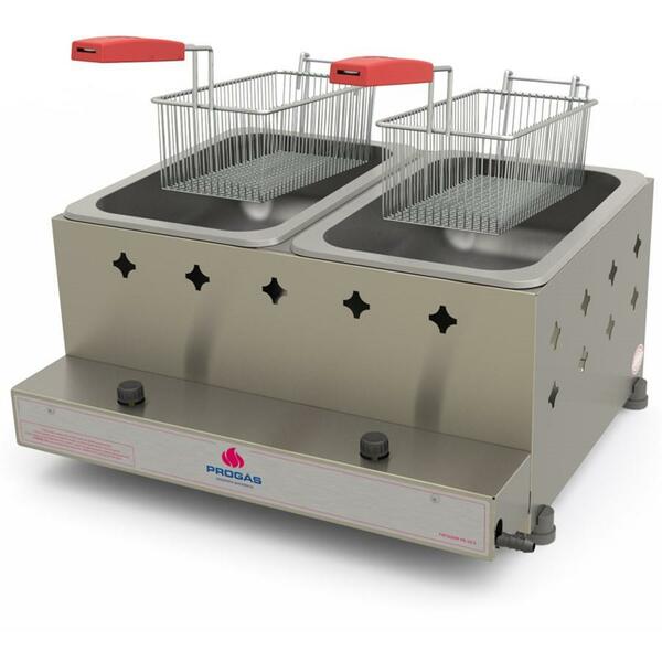 Fritador Tacho Fritura Retangular 2 Cestos Gás 10 Ls Óleo Pr-