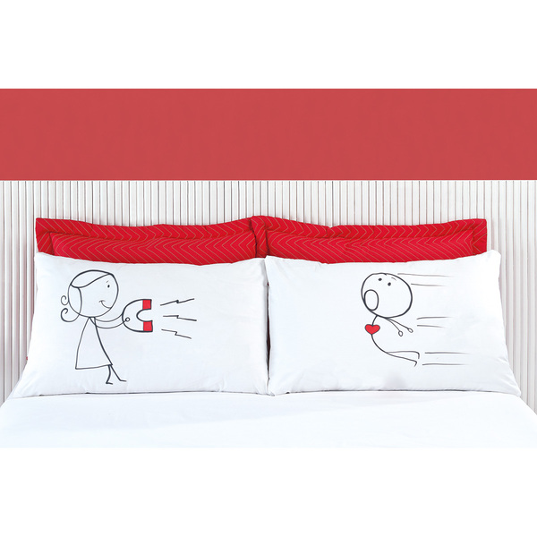 Fronha Casal Namorados Estampada Imã do Amor 2 Unidades 100%