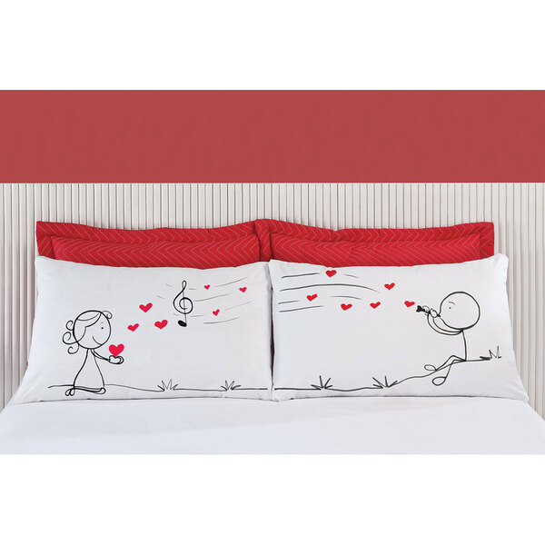 Fronha Casal Namorados Estampada Love Songs 2 Unidades 100% A