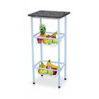 Fruteira 2 Cestos Tampo Em Granito Madri  Branco Martelado