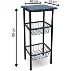 Fruteira 2 Cestos Tampo Em Granito Madri  Preto Martelado