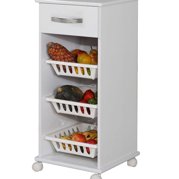 Fruteira 3 Cestos 1 Gaveta Curitiba Arte Móveis Branco Branco