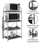 Fruteira 3 Prateleiras Granito 1 Aço Carbono Sally Branco