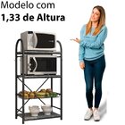 Fruteira 3 Prateleiras Granito 1 Aço Carbono Sally Cromo Preto
