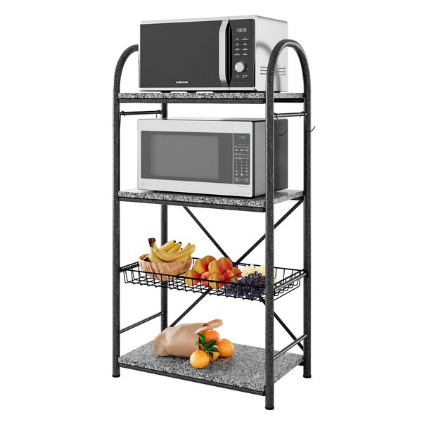 Fruteira 3 Prateleiras Granito 1 Aço Carbono Sally Cromo Preto