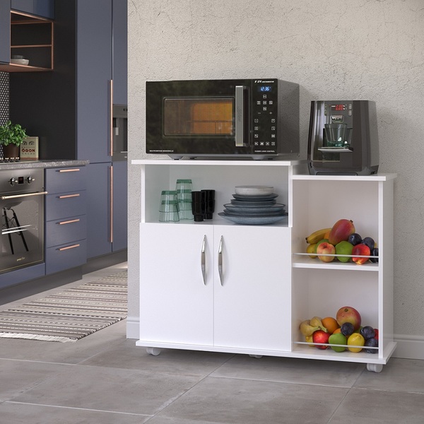 Fruteira Armazenamento Cozinha Base Micro-ondas Tampo Branco