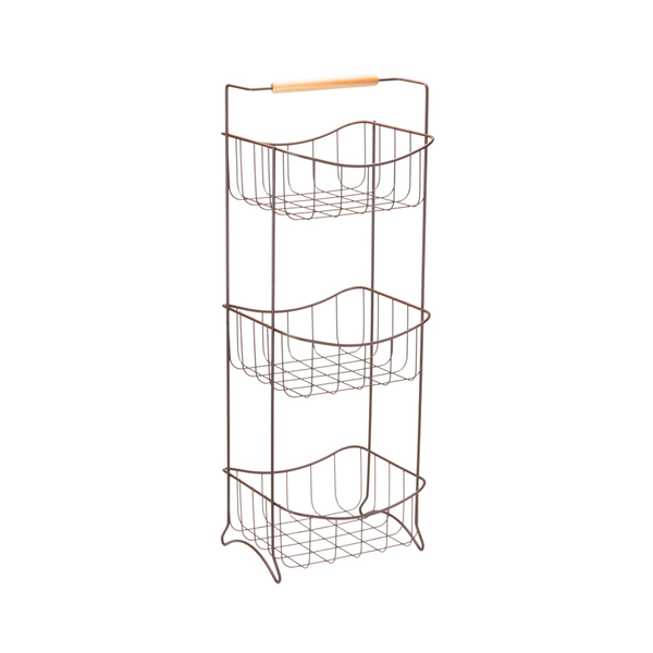 Fruteira de Chão 3 Andares Aço Marrom Arthi