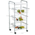 Fruteira De Chão 3 Andares Para Cozinha Aramada Com Rodinhas