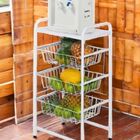 Fruteira De Chão 3 Cestos Aramado Base Para Bebedouro Metal