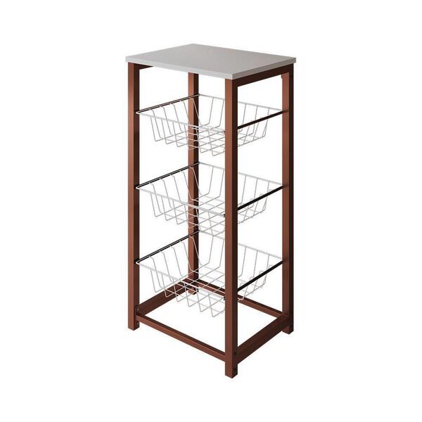 Fruteira De Chão Cozinha Desmontada Aço Cobre Cesto Branco Ta