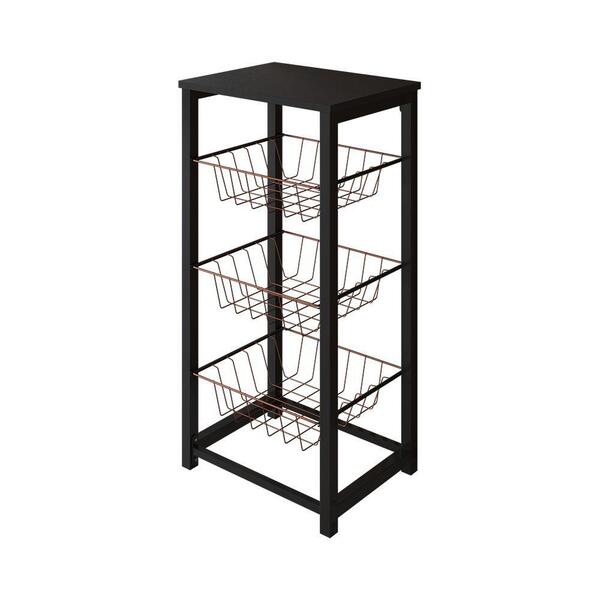 Fruteira De Chão Cozinha Desmontada Aço Preto Cesto Cobre Tam