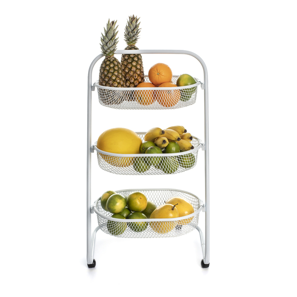 Fruteira De Chão Em Aço Resistente Com Rodinhas Multiuso Carr