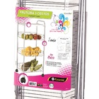 Fruteira De Chão Grande Com Rodas Tripla Cestos Cromado E Tam