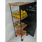 Fruteira De Chão Rústica Com Rodinhas  3 Andares Em Ferro E M