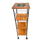 Fruteira De Chão Rústica Com Rodinhas  3 Andares Em Ferro E M