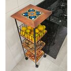 Fruteira De Chão Rústica Com Rodinhas  3 Andares Em Ferro E M