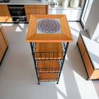 Fruteira De Madeira Rústica 3 Andares Com Azulejo - G6