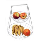 Fruteira De Mesa Dupla Estilosa Cromada Design Dois Andares
