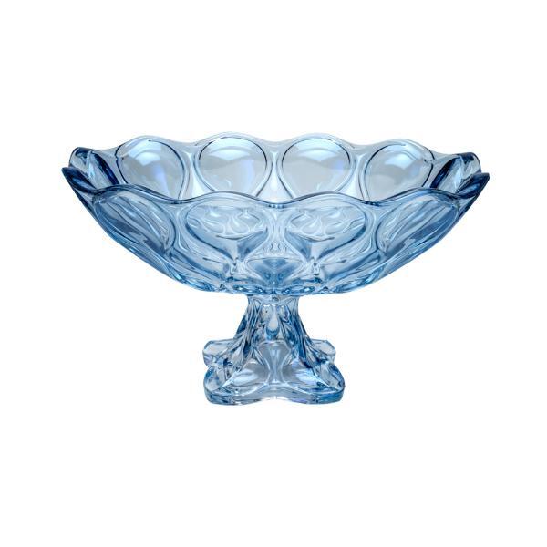Fruteira Em Cristal Com Pé Wolff Safir 17x23x21 5cm Azul