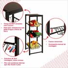 Fruteira Florença De Chão Tampo De Madeira Revestido Em Couri